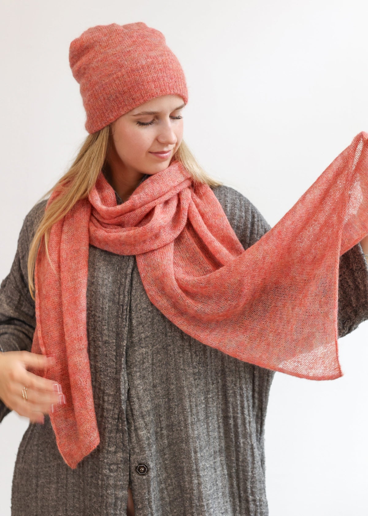Mohair Hat / Scarf or Set in Colar Blend