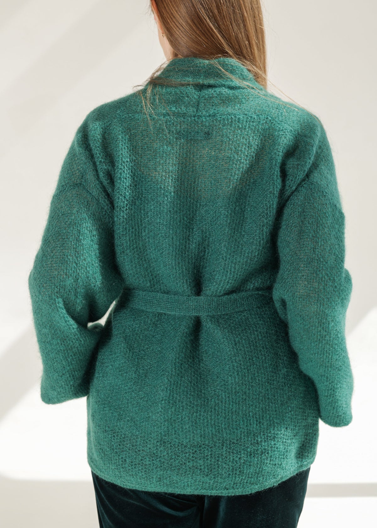 Green Cardigan in Honeycomb Pattern Ramona
