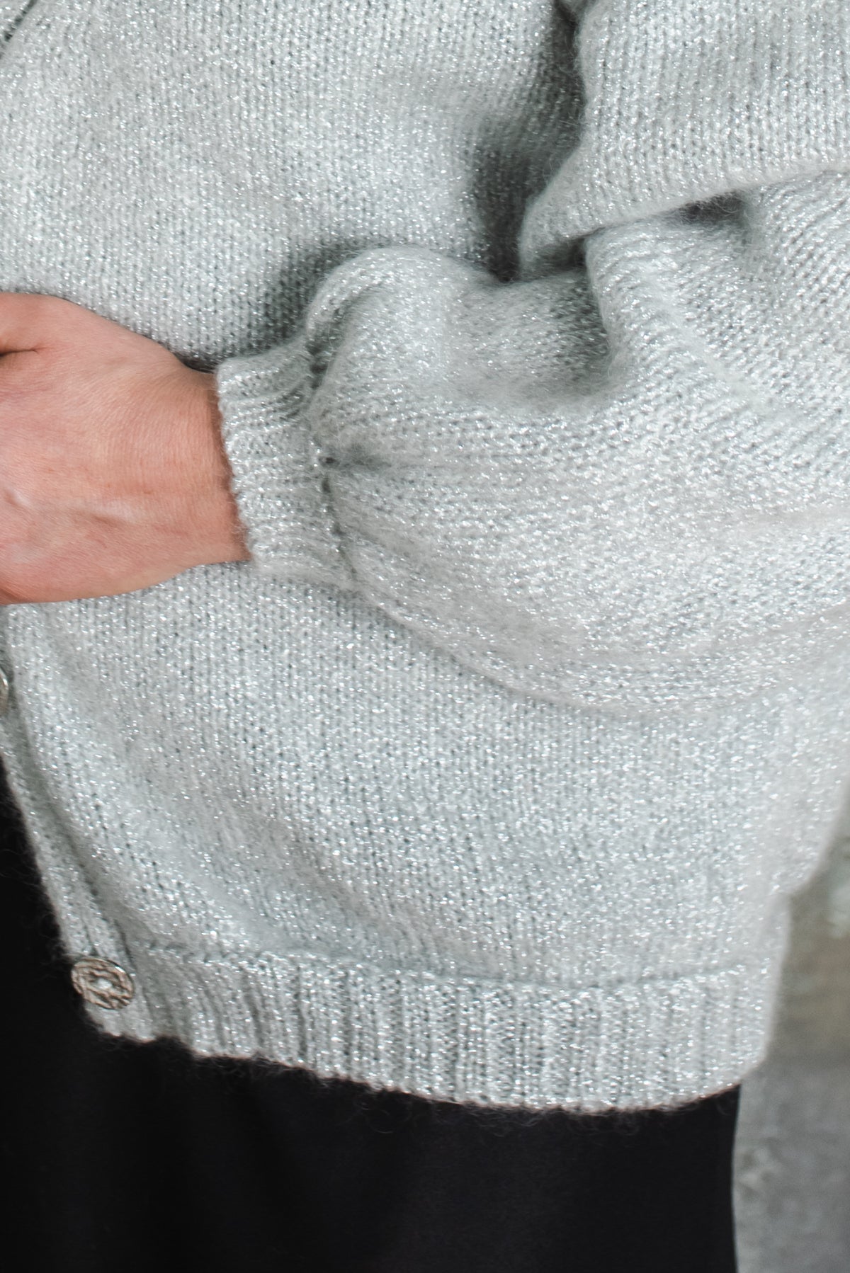 Short Mohair Cardigan with Shine