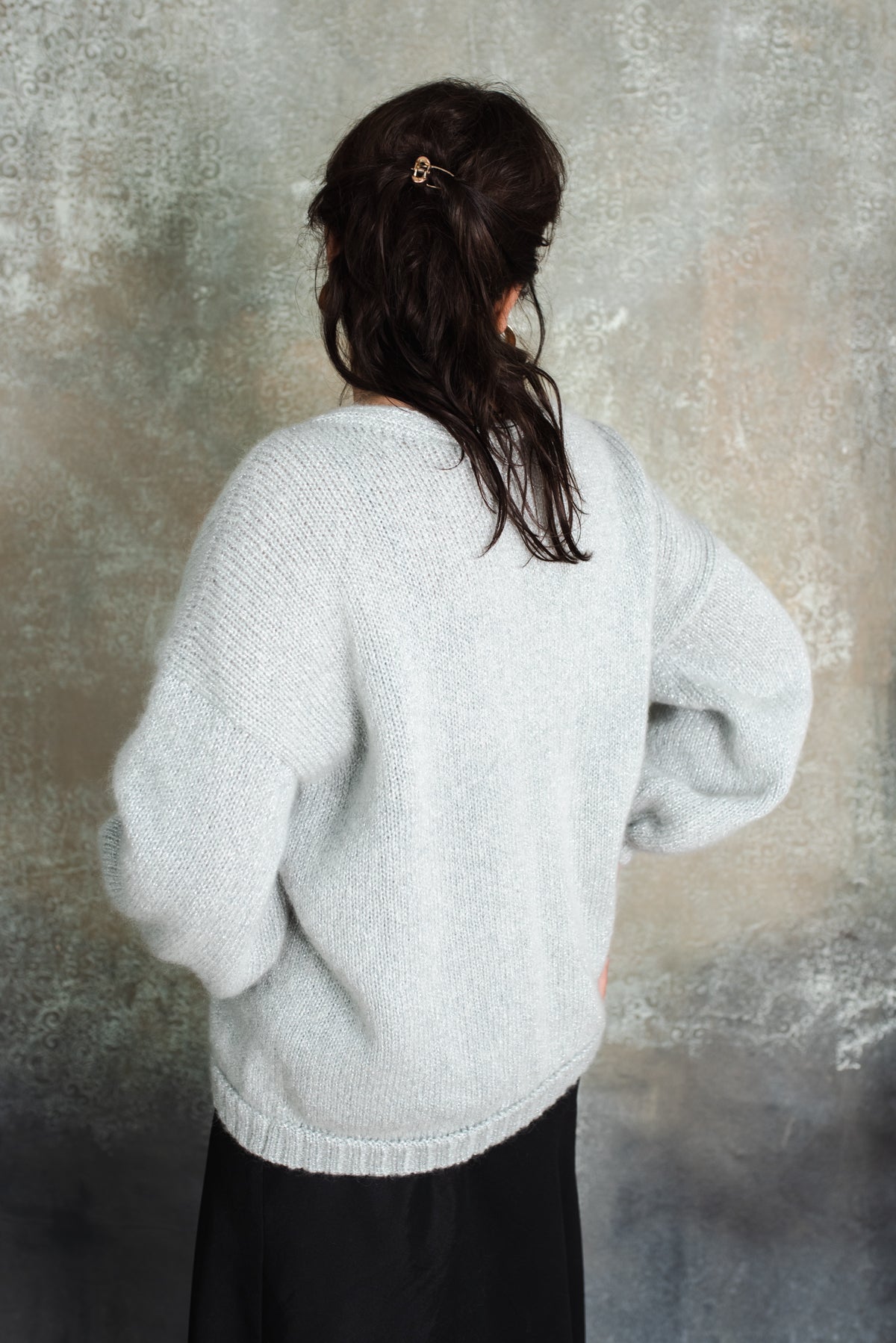 Short Mohair Cardigan with Shine