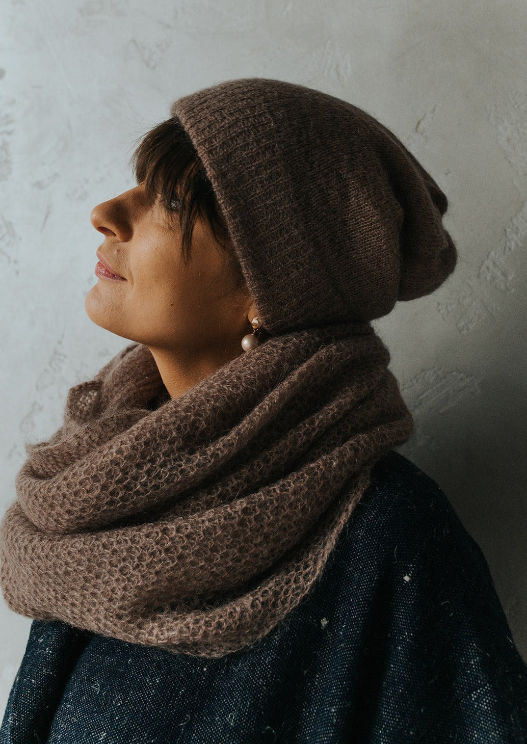 Brown Mohair Hat, or Scarf, or Set