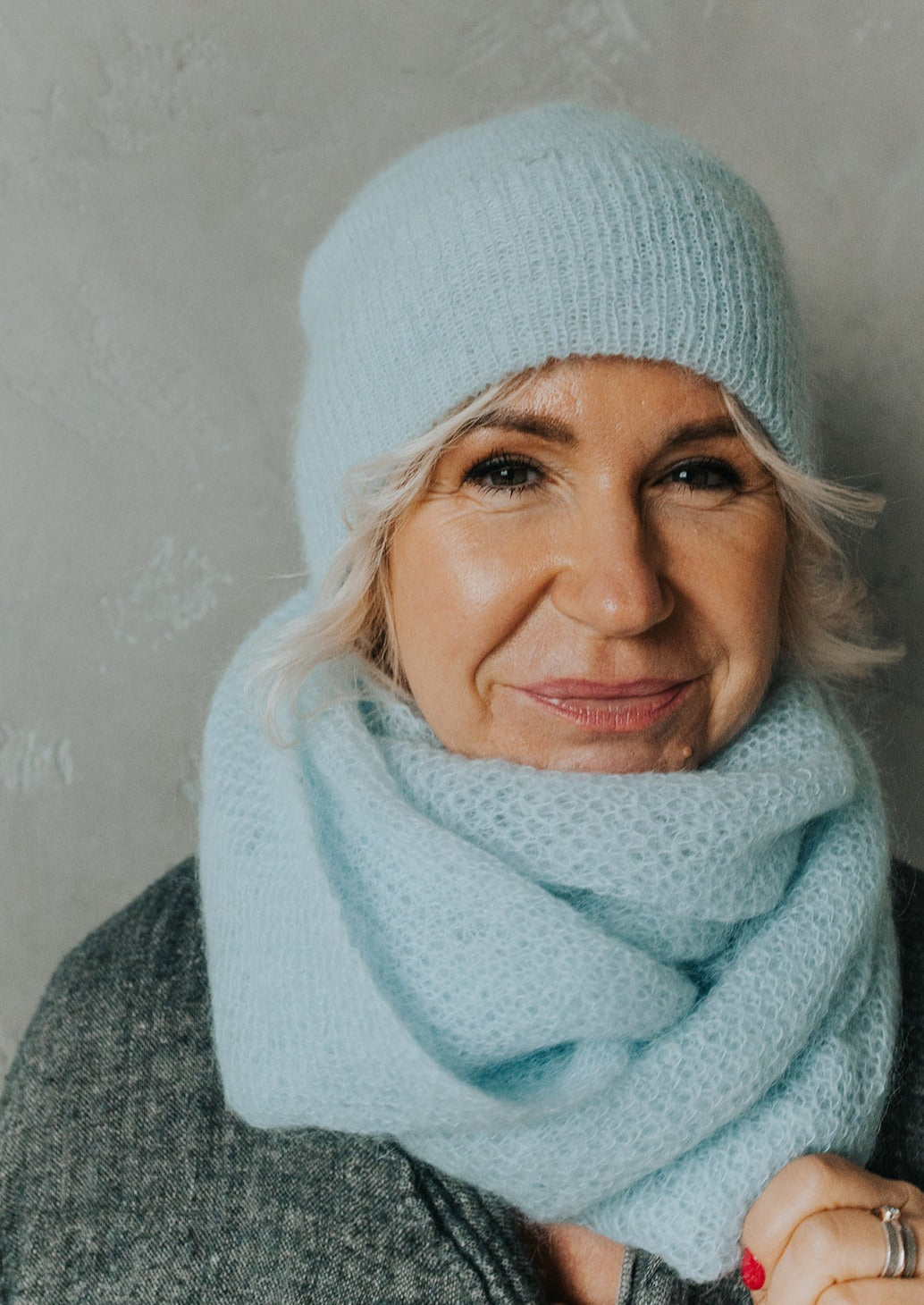 Ice Blue Mohair Hat / Scarf / Set