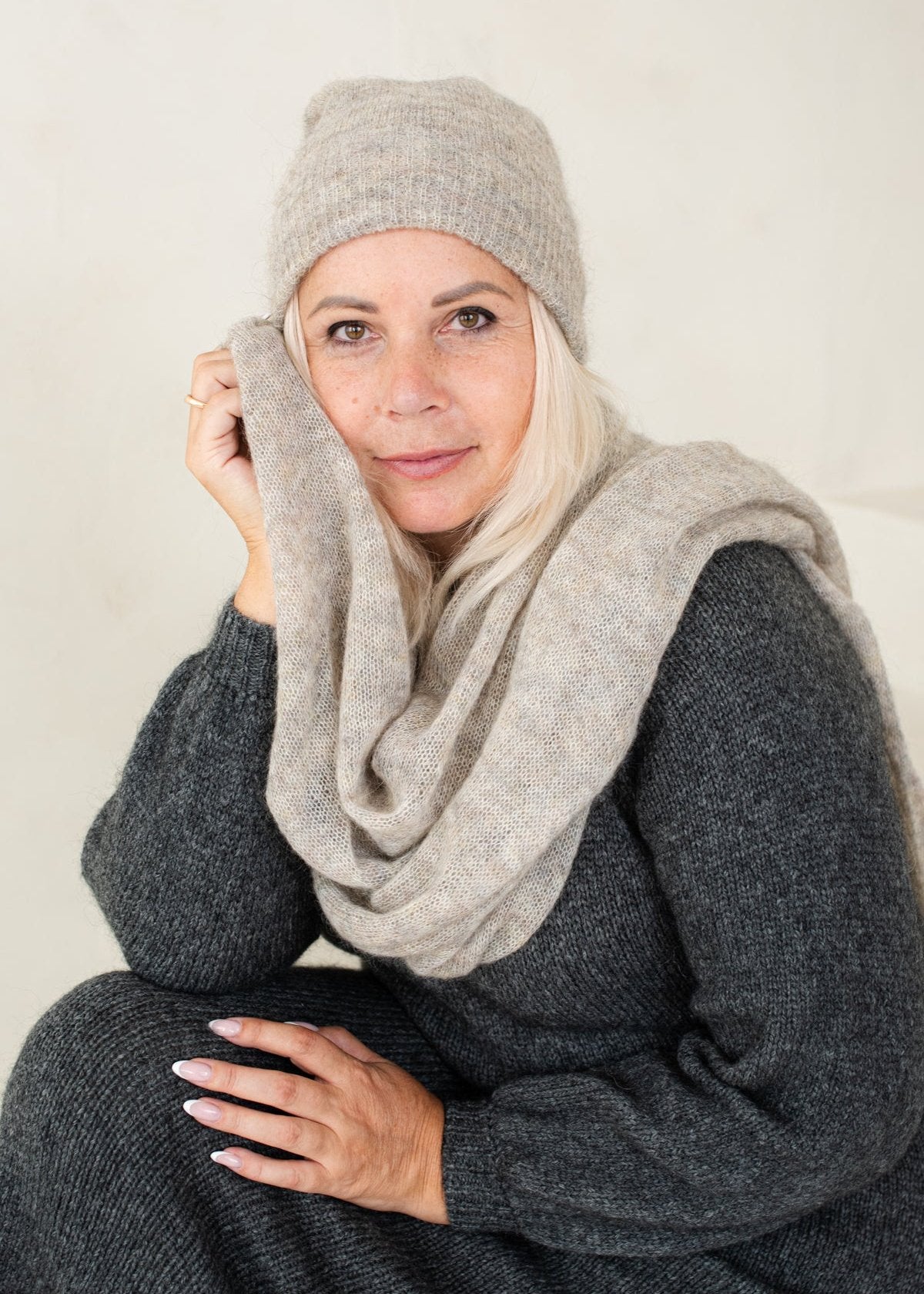 Camel Brown Color Hat/Scarf/Or Set