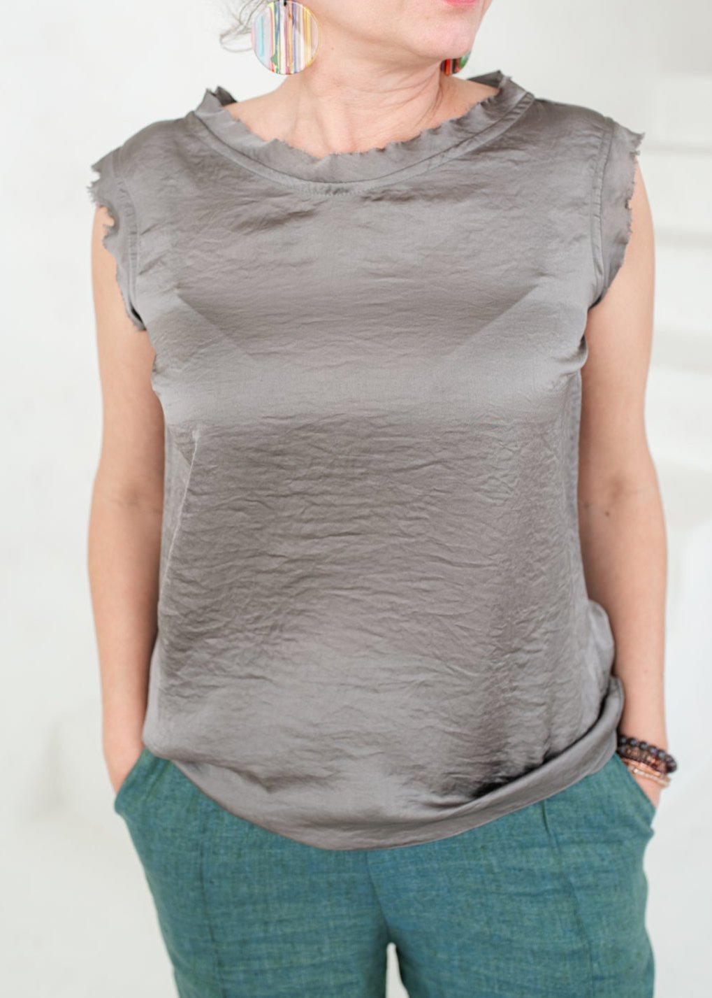 Satin Sleeveless Top