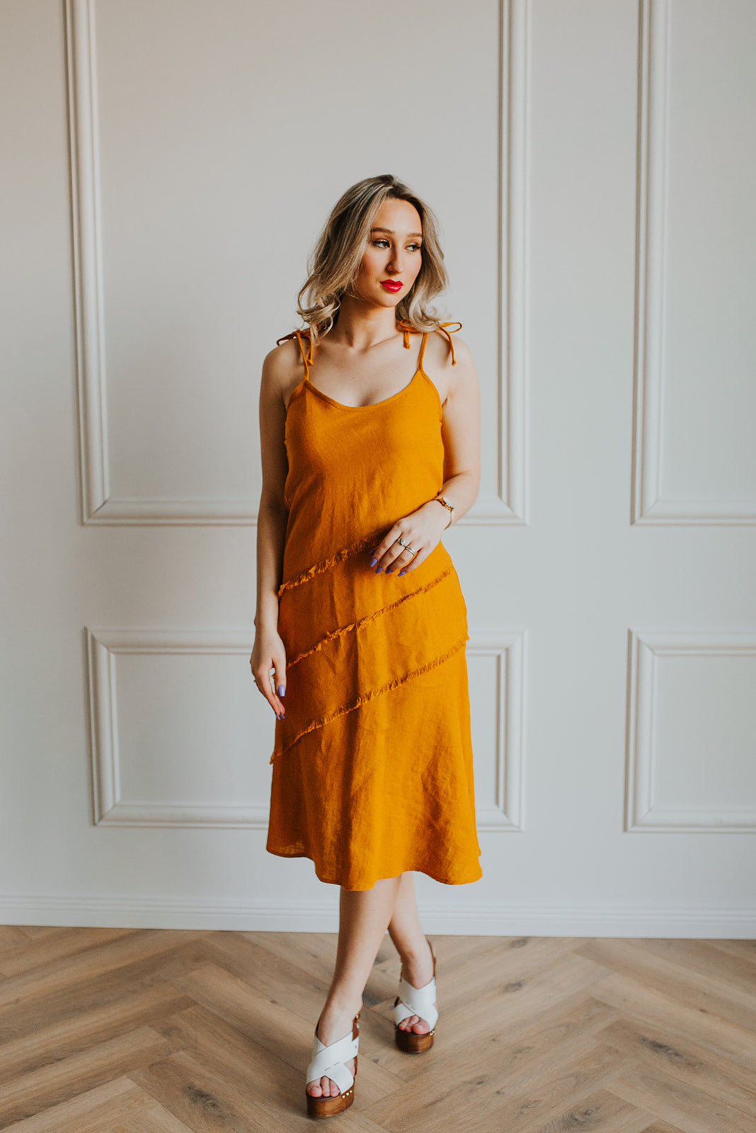 Linen Dress with Straps