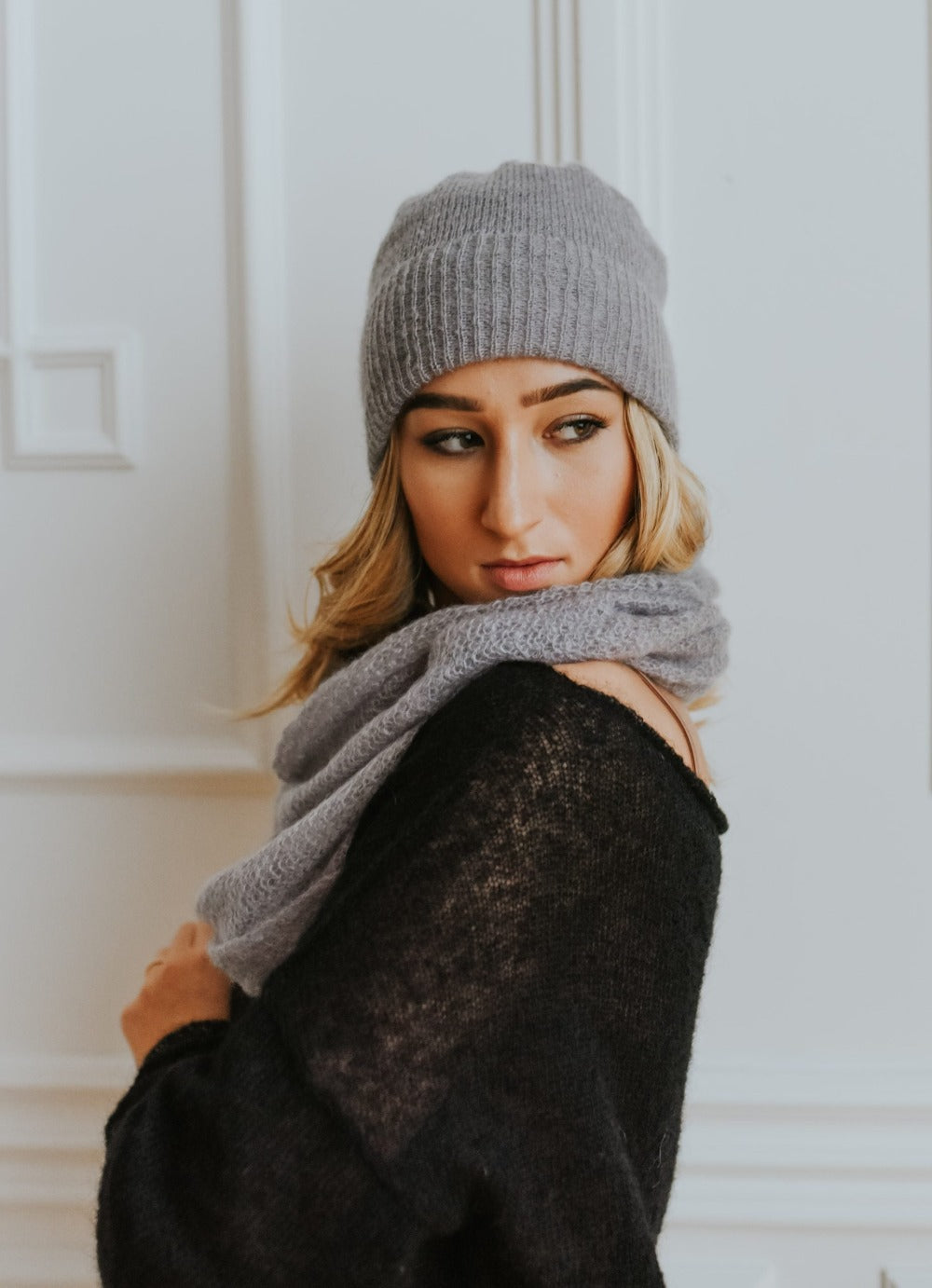 Light Grey Mohair Loop Scarf
