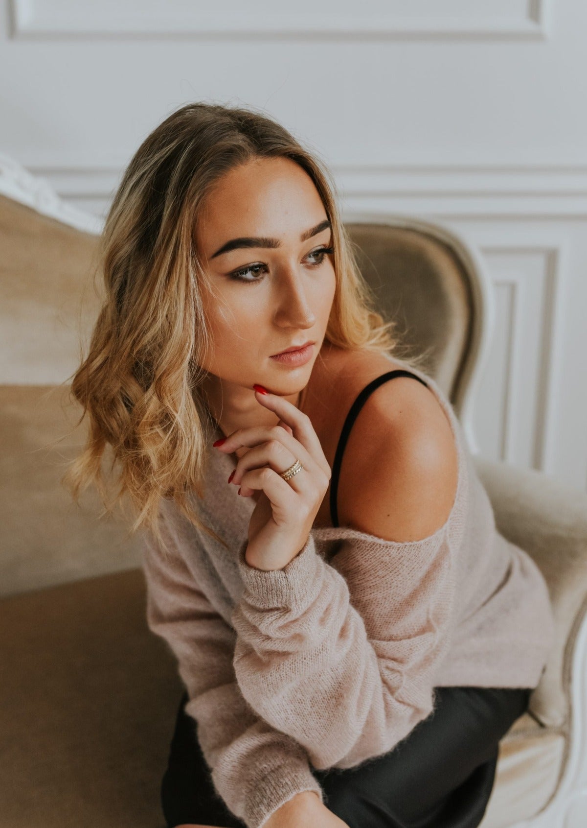 Light mohair sweater - off shoulder