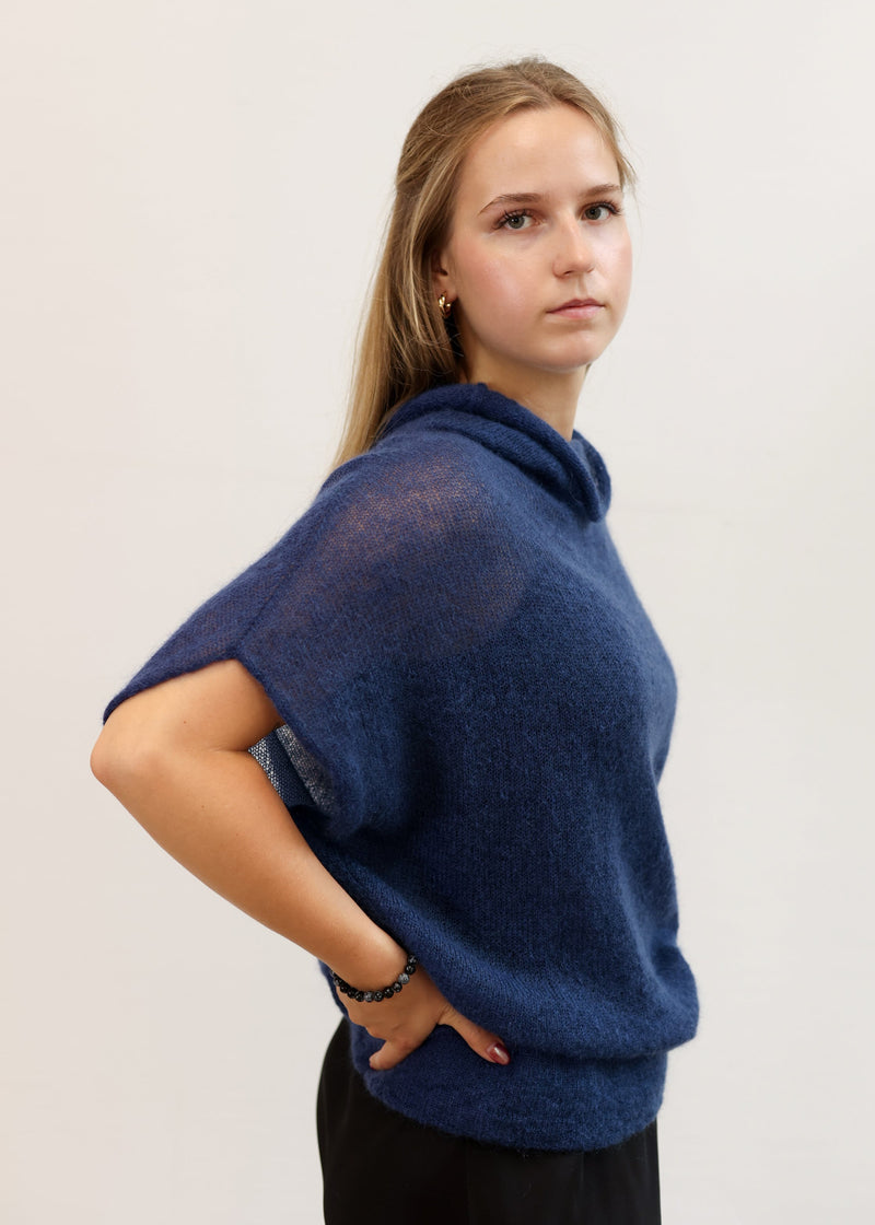 Knitted kimono style mohair sweater