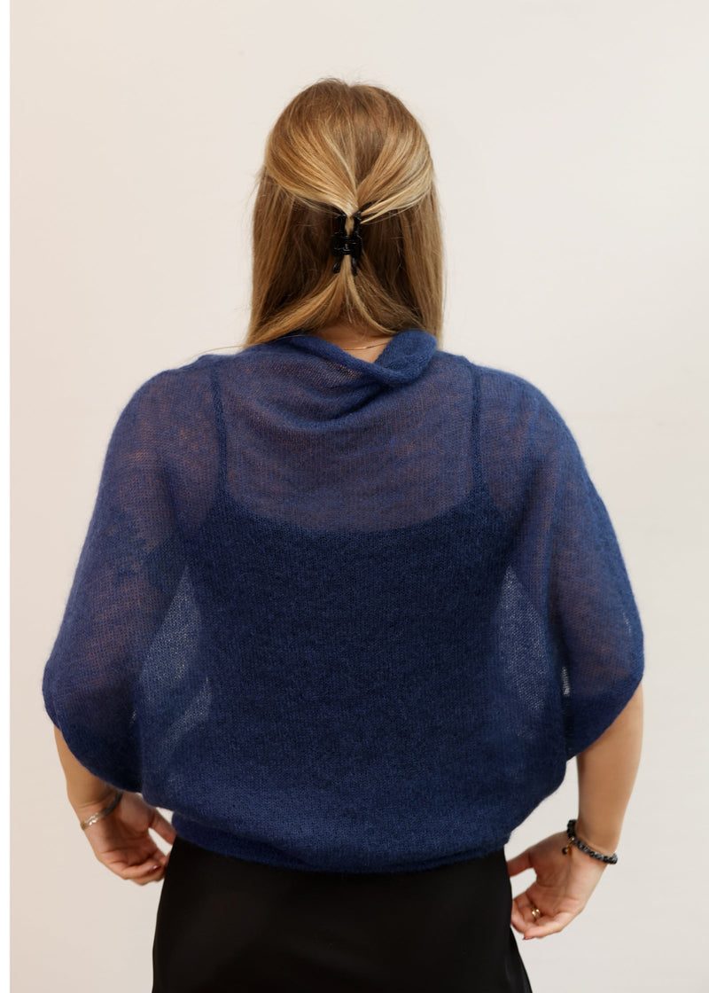 Knitted kimono style mohair sweater