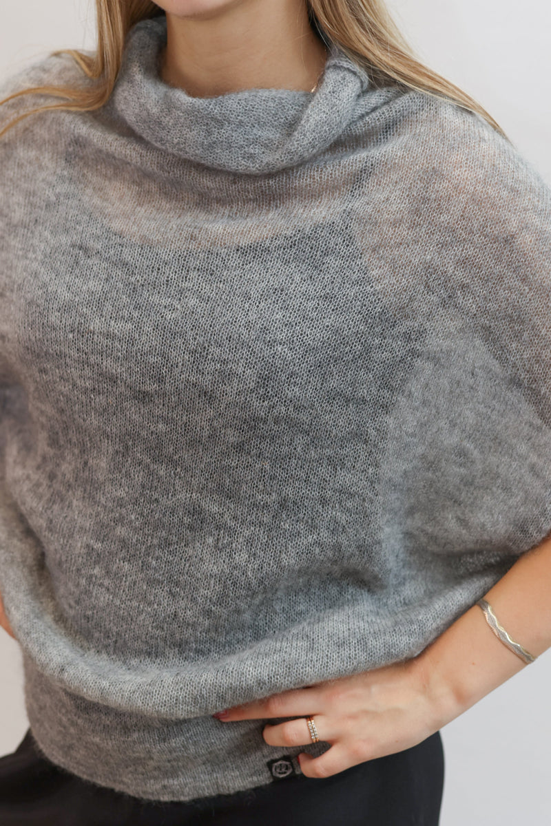 Knitted kimono style mohair sweater