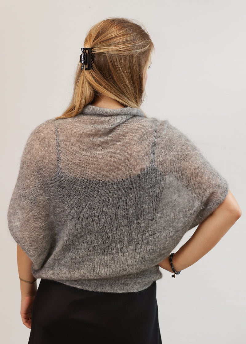 Knitted kimono style mohair sweater