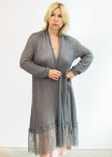 Waterfall mohair cardigan with lace