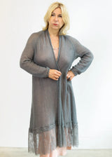 Waterfall mohair cardigan with lace