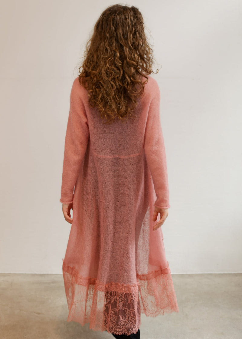 Waterfall mohair cardigan with lace