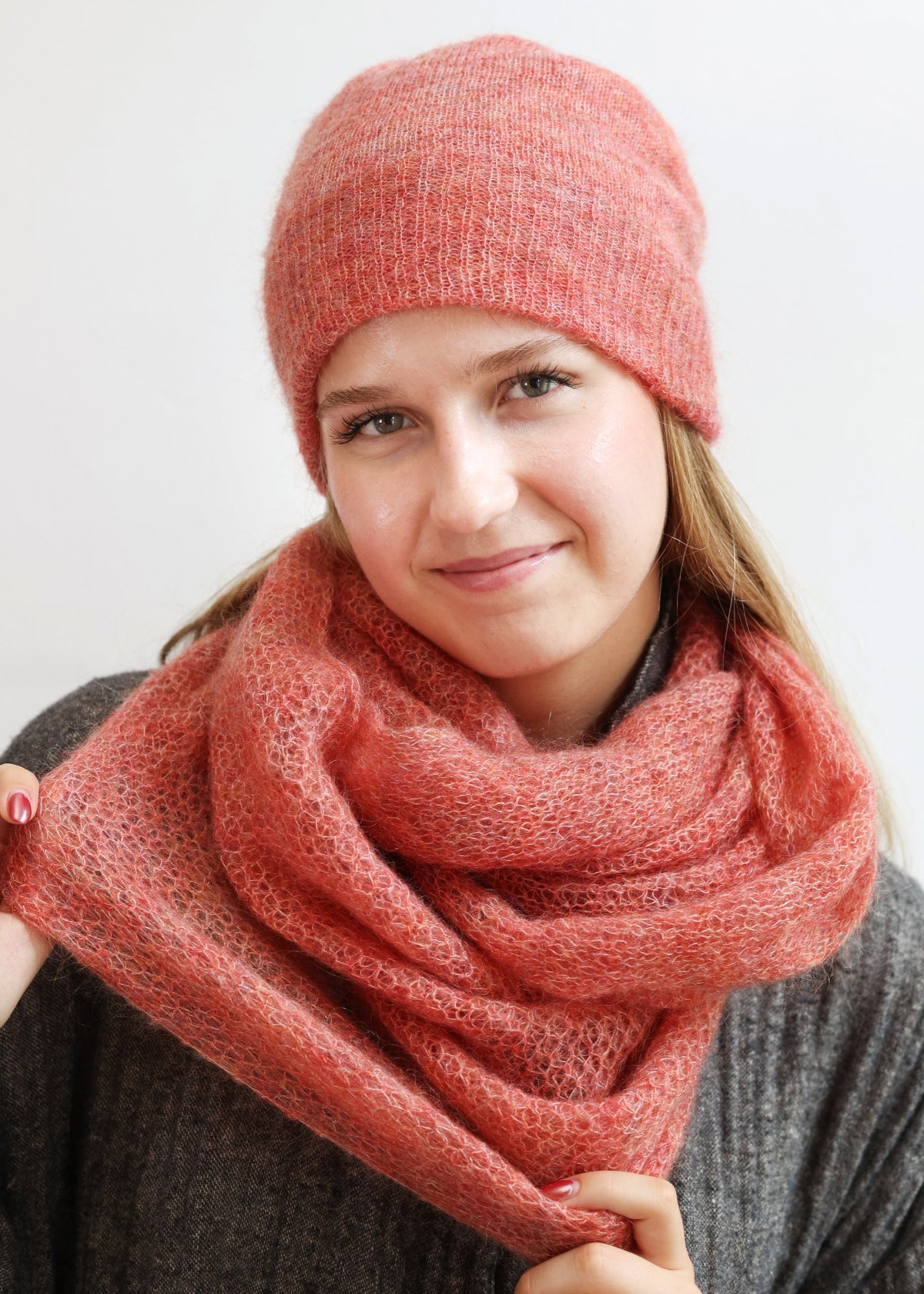 Mohair Hat / Scarf or Set in Colar Blend