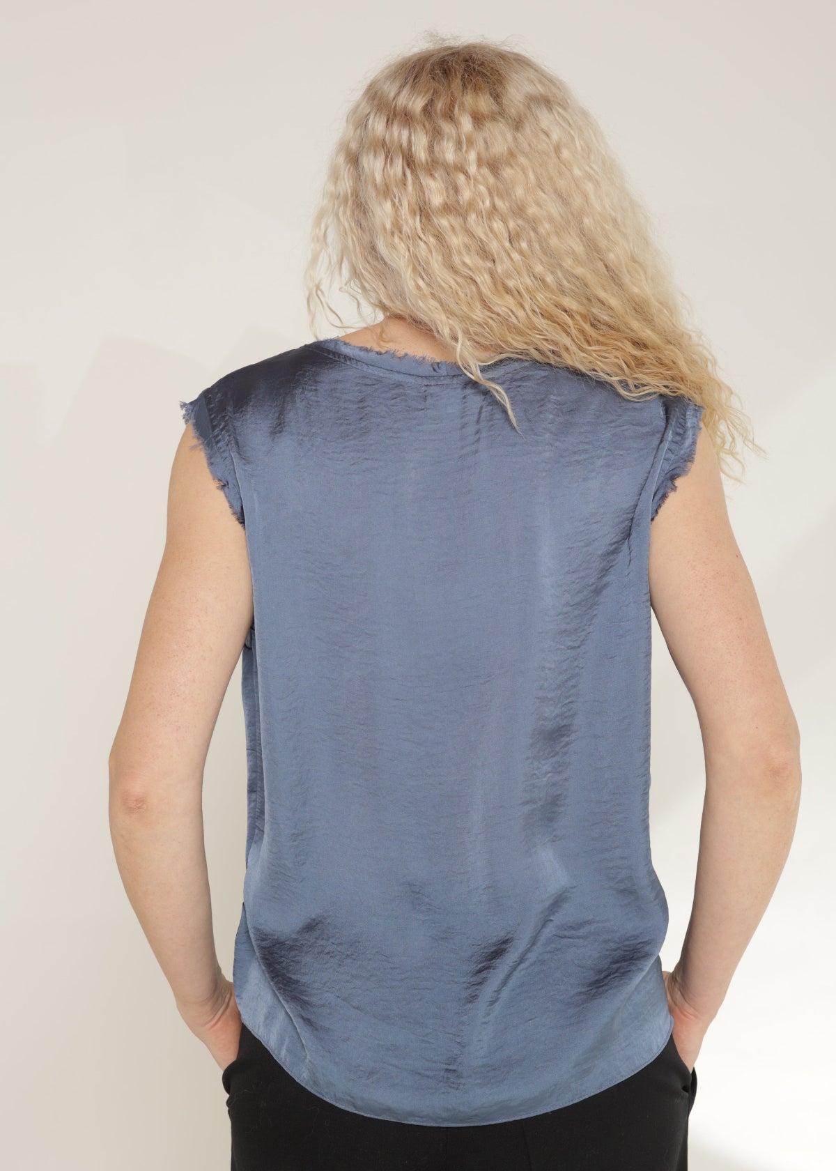 Satin Top Denim Blue