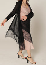 Waterfall mohair cardigan with lace