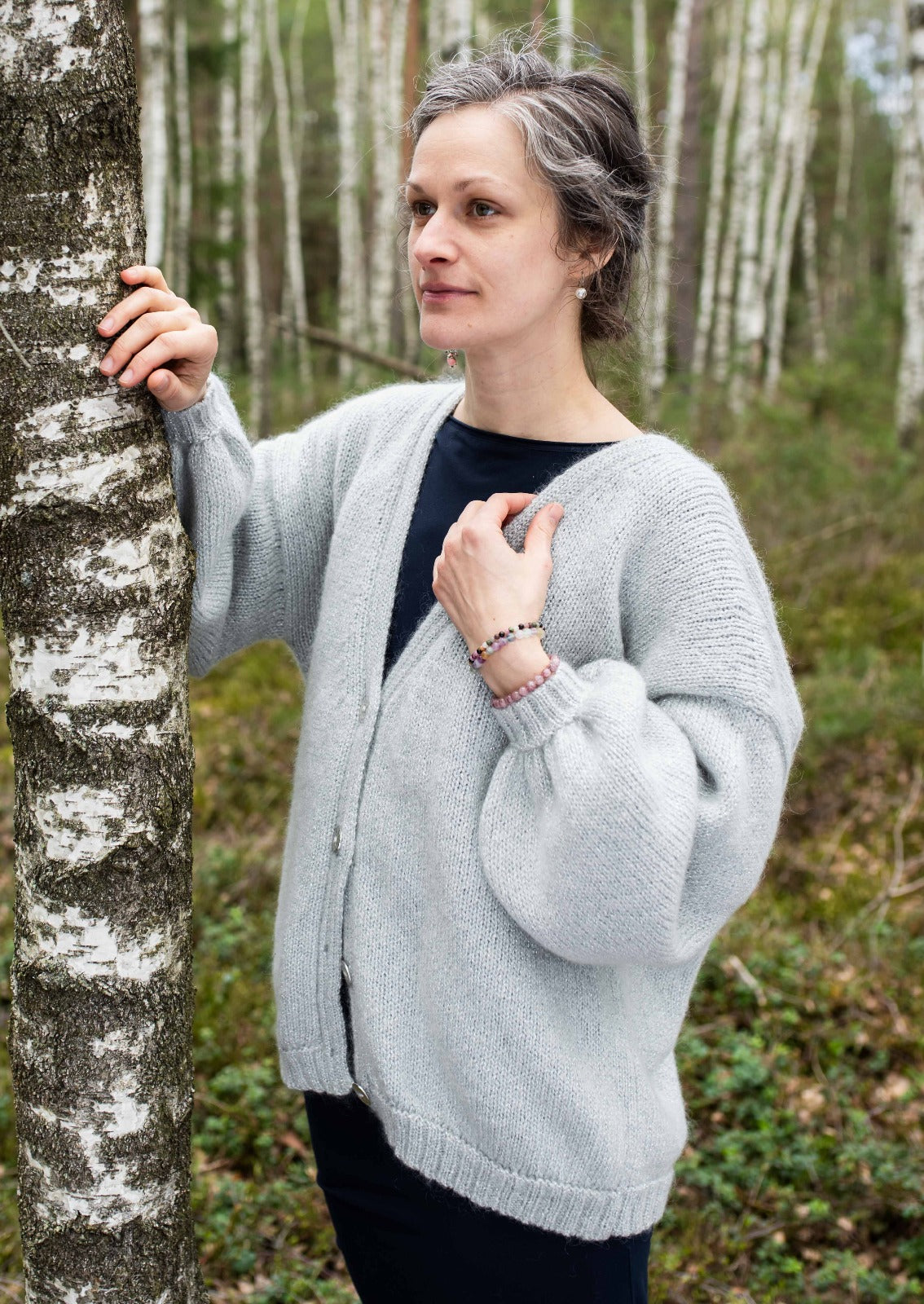 Short Mohair Cardigan with Shine