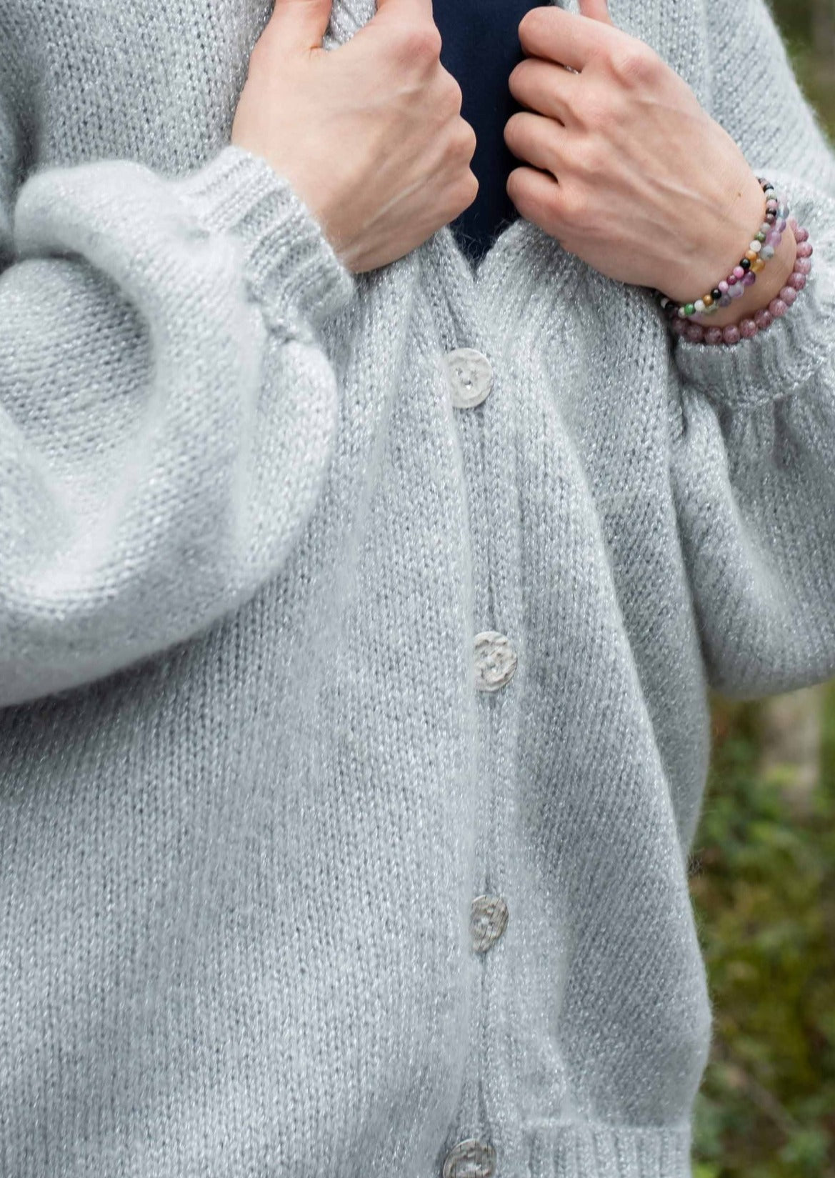 Short Mohair Cardigan with Shine