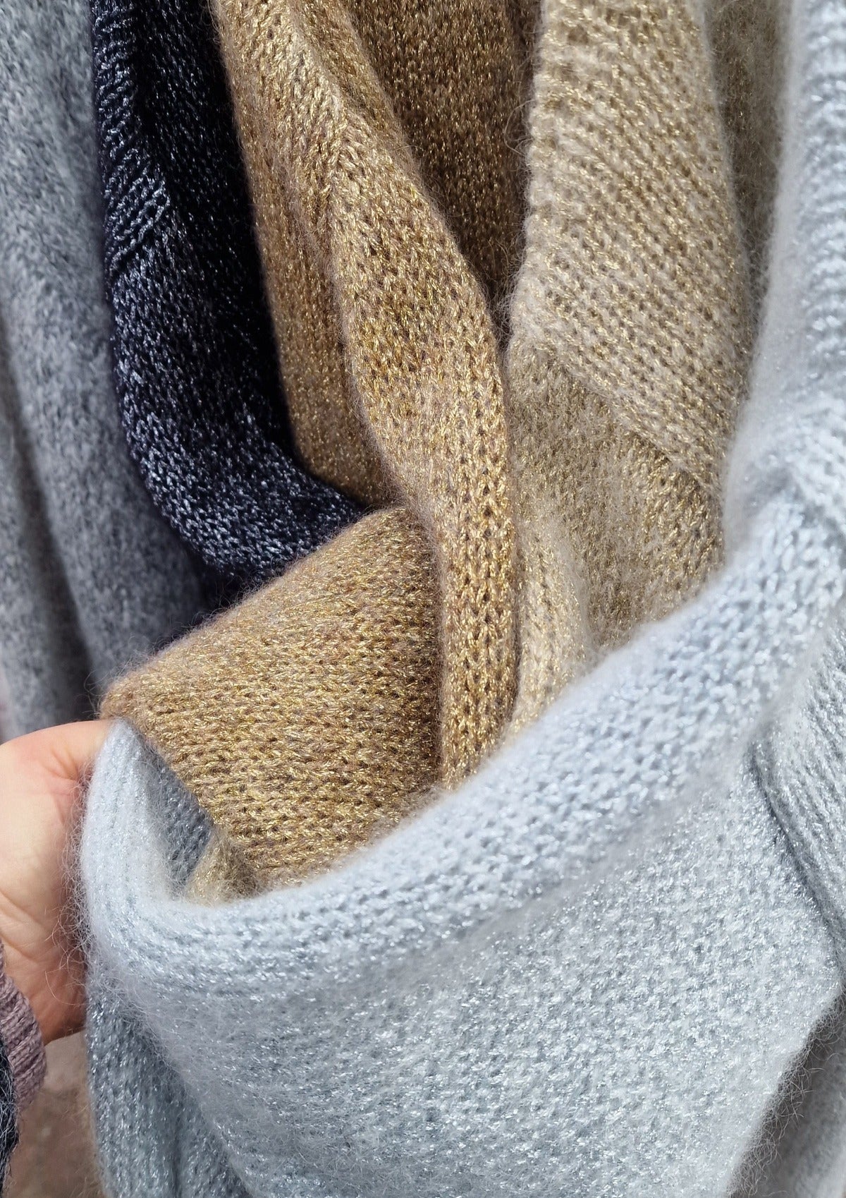 Short Mohair Cardigan with Shine
