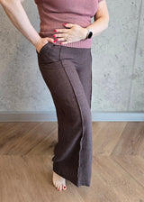 Palazzo Linen Pants - Brown Melange