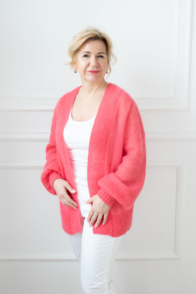 Cardigan with puffed sleeves