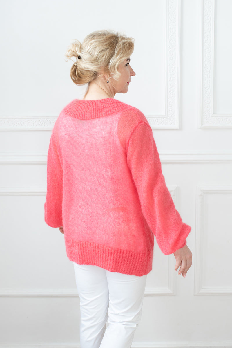 Cardigan with puffed sleeves