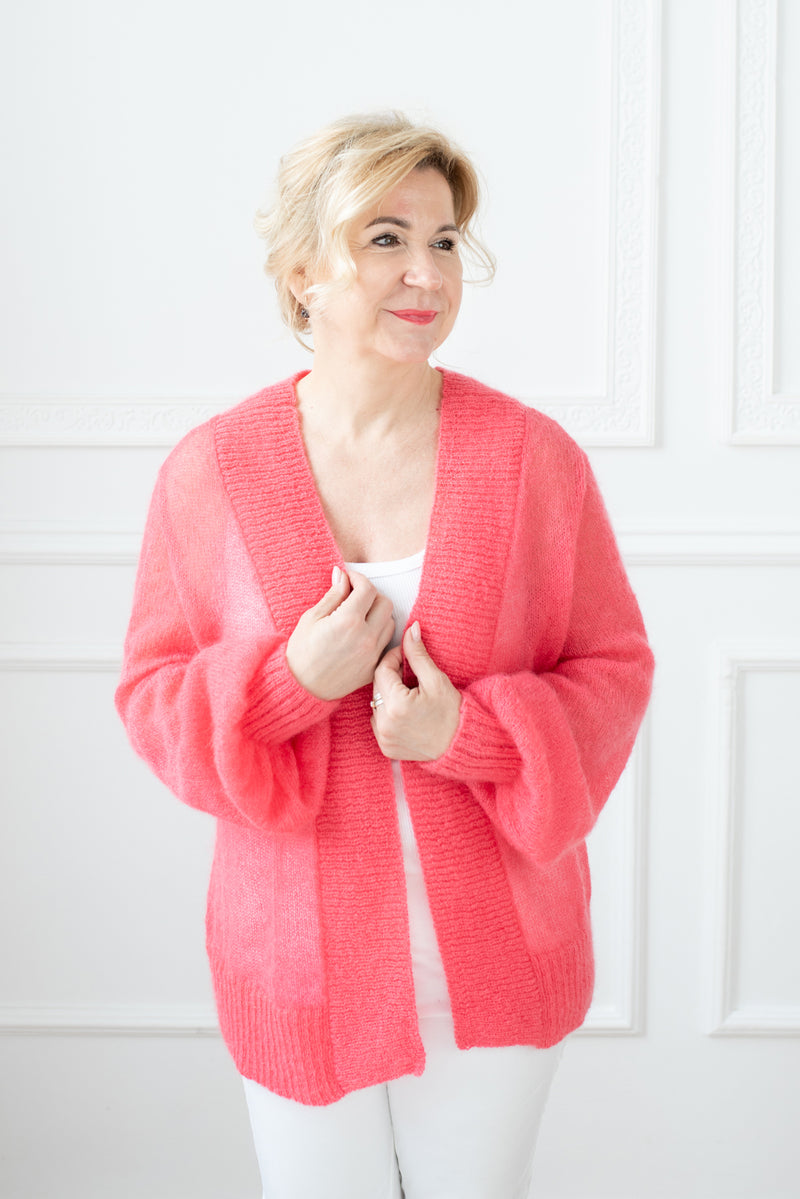 Cardigan with puffed sleeves