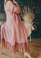 White mohair cardigan with lace