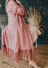 A silhouette or waterfall mohair jacket with lace
