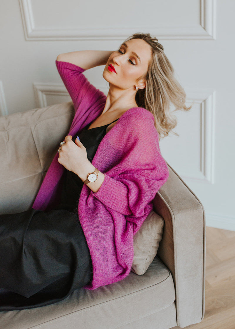 Soft mohair fine knit cardigan