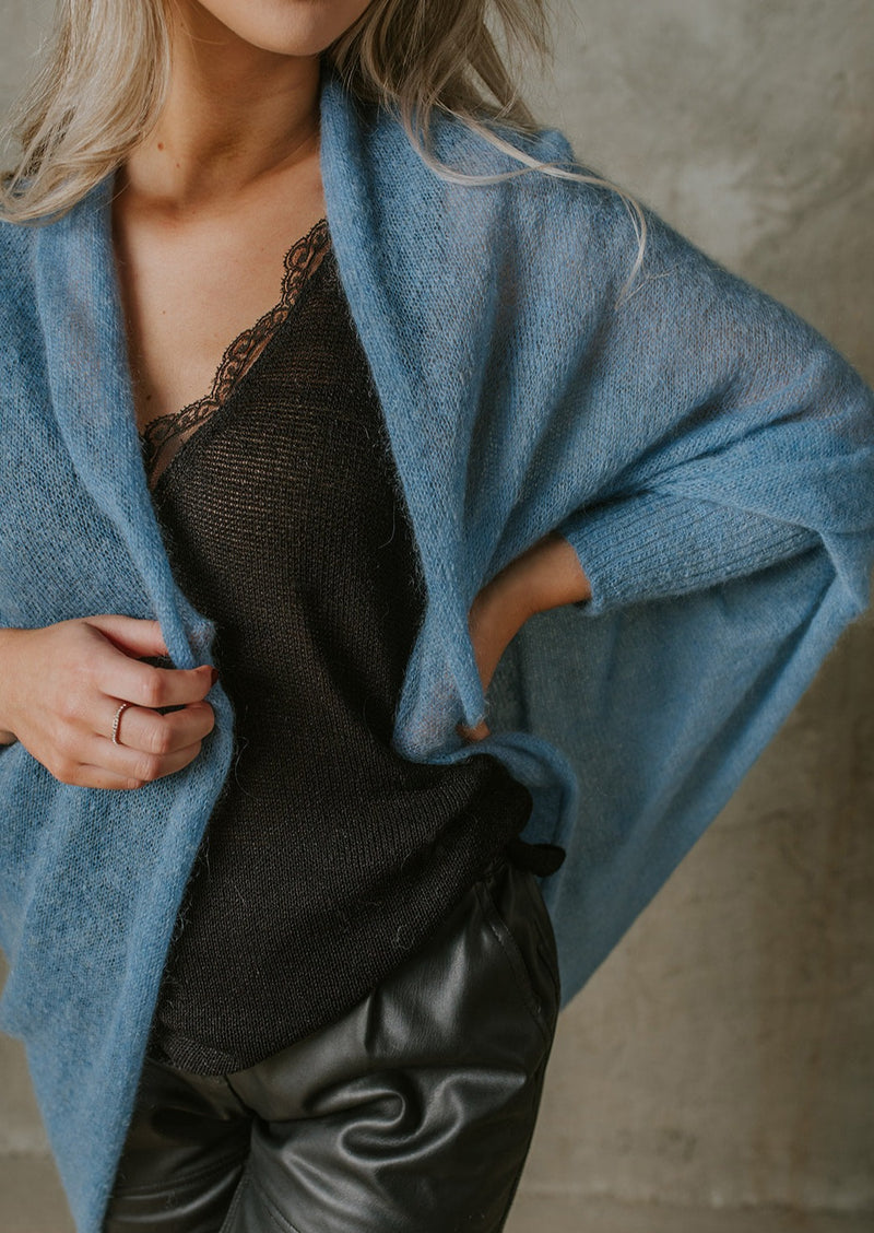 Soft mohair fine knit cardigan