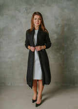 Turquoise long classic style mohair cardigan