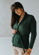 Green classic mohair jacket with flared sleeves
