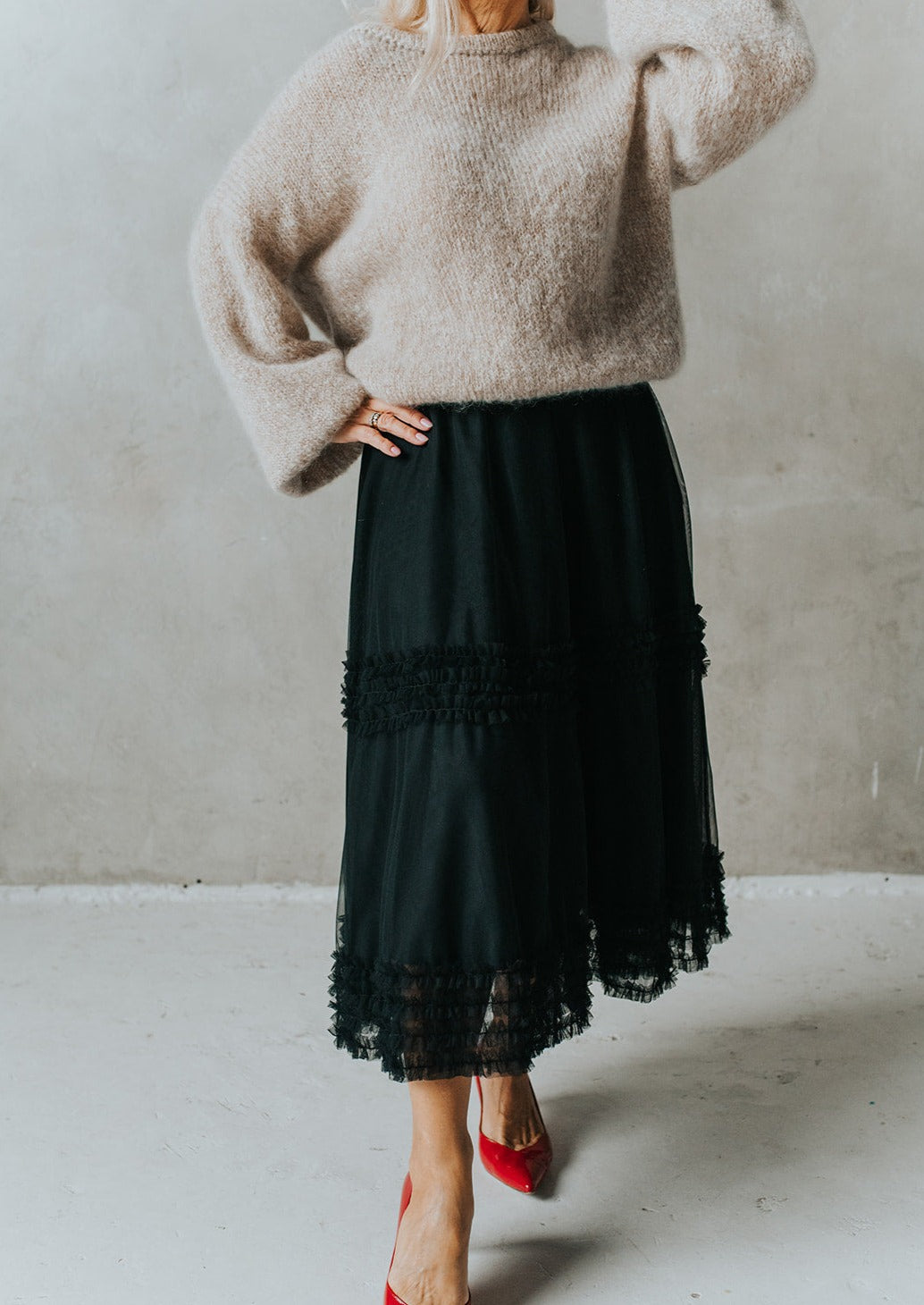 Black Tulle Skirt with Satin Underskirt