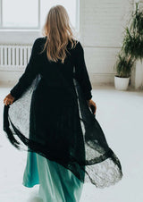 Waterfall mohair cardigan with lace