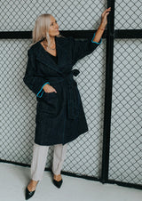Linen coat with trim