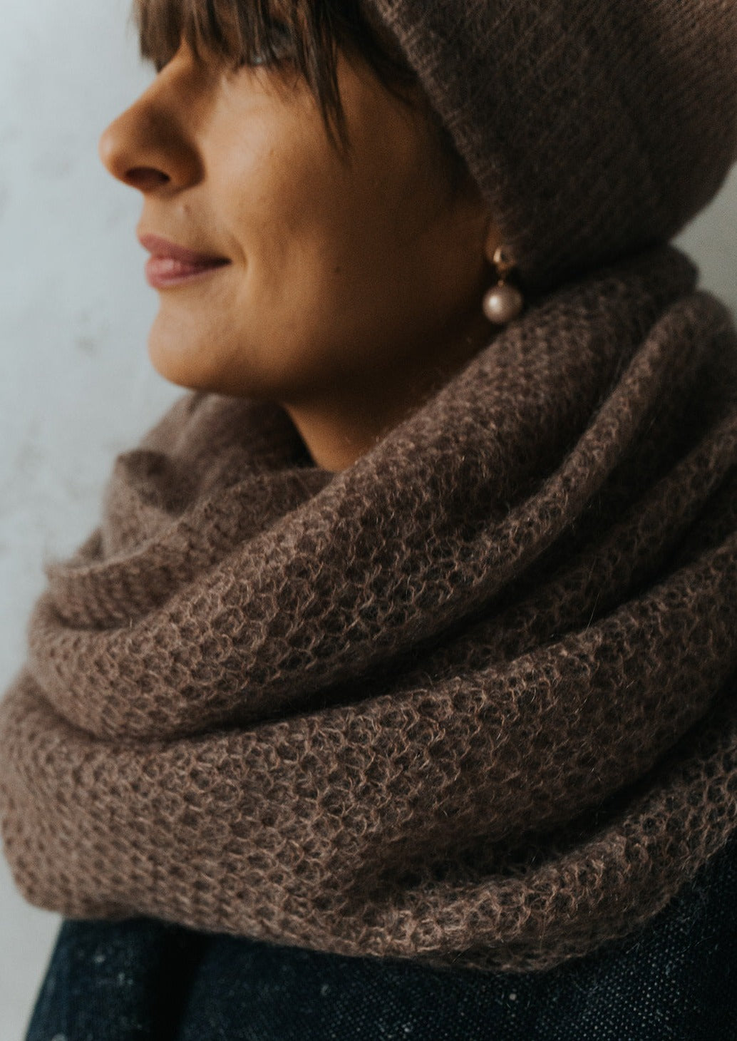 Brown Mohair Hat, or Scarf, or Set