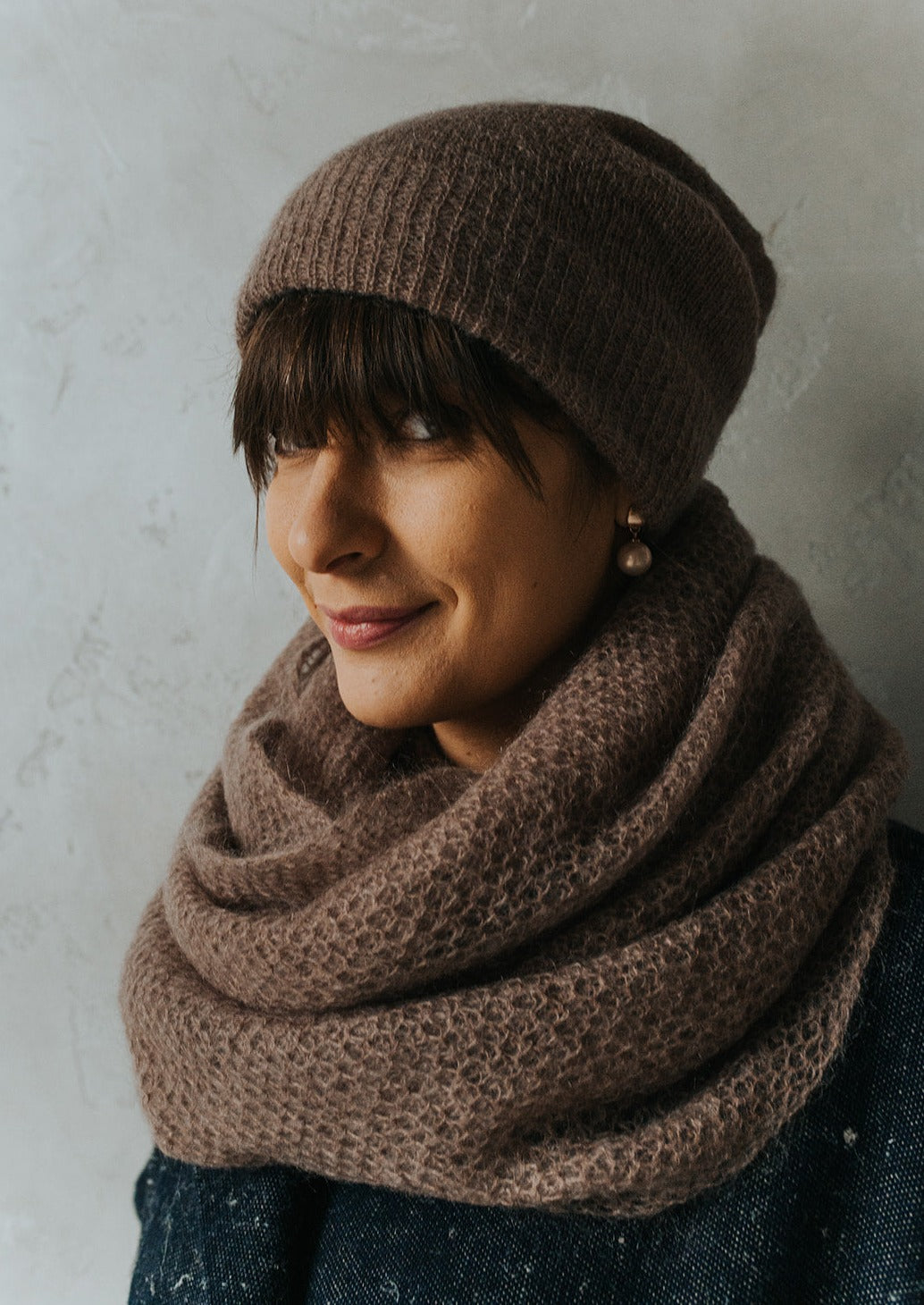 Brown Mohair Hat, or Scarf, or Set