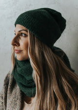 Green mohair hat in double knit