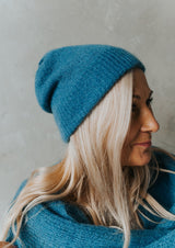 Sapphire blue mohair hat and scarf