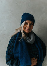 Royal blue mohair hat and scarf