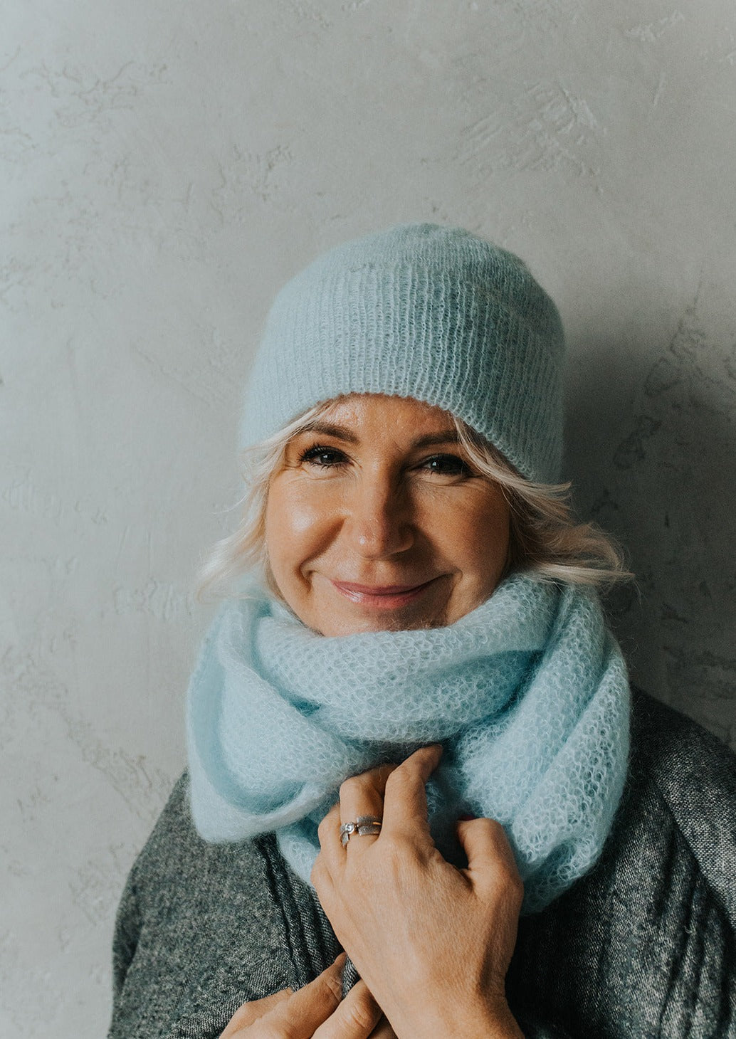 Ice Blue Mohair Hat / Scarf / Set