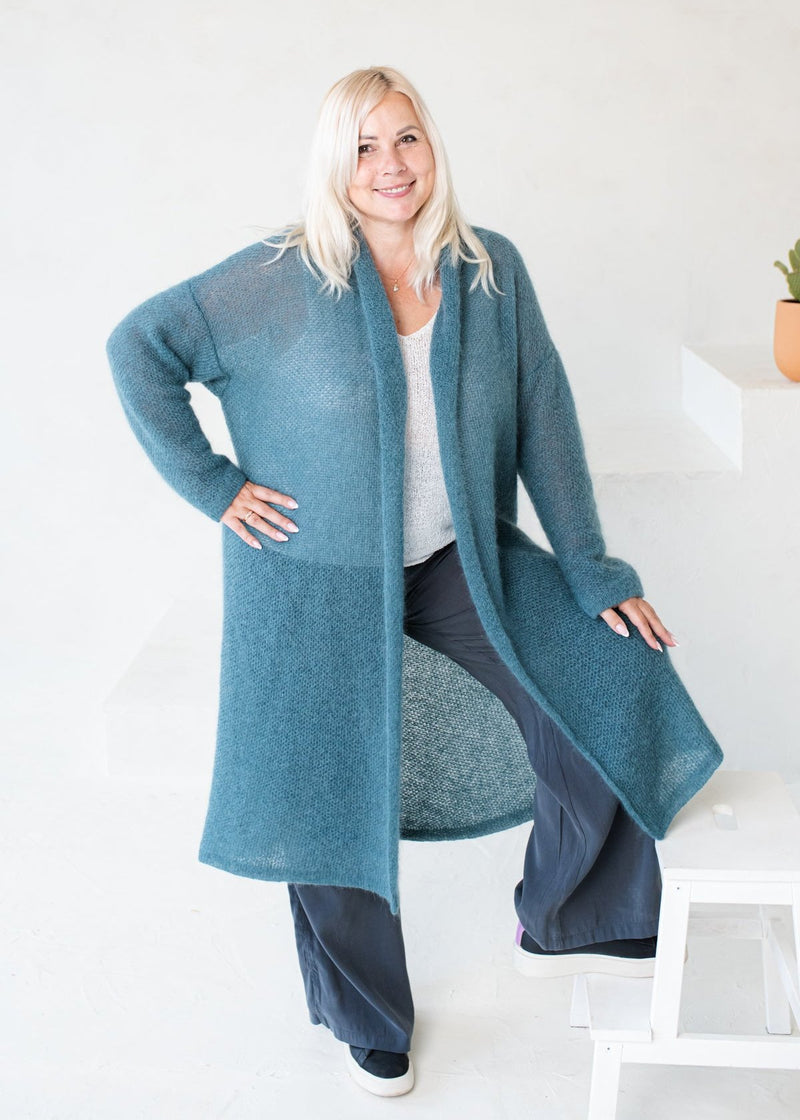 A long classic mohair cardigan