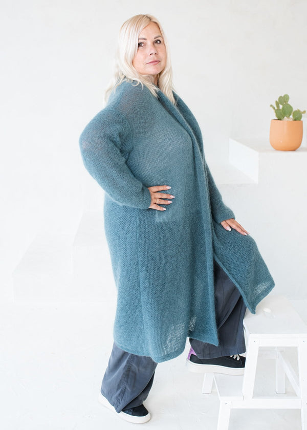 A long classic mohair cardigan