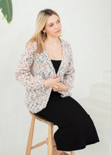 Soft pink thin mohair short classic cardigan