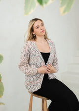 Soft pink thin mohair short classic cardigan