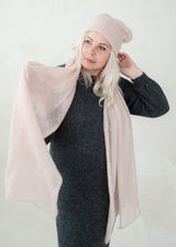 Powder colored mohair hat in double knit or set