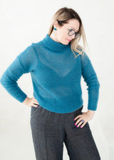 Soft mohair sweater with accented sleeves