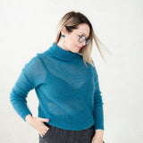 Soft mohair sweater with accented sleeves